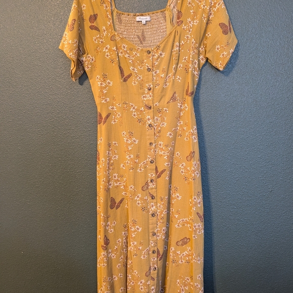 Madewell Mustard Floral Midi Dress - Picture 2 of 3